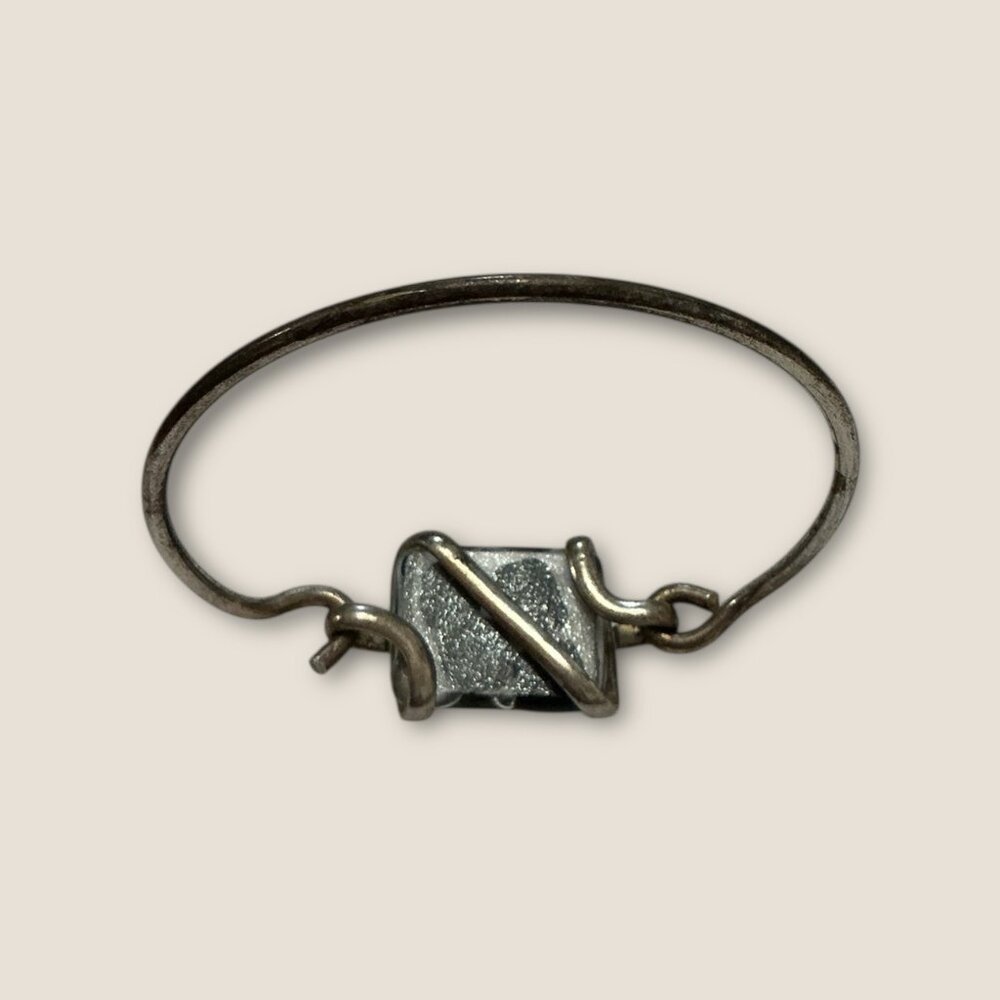 Vintage Sterling Silver Bangle  & Dichroic Glass Artisan Bracelet - Picture 5 of 6